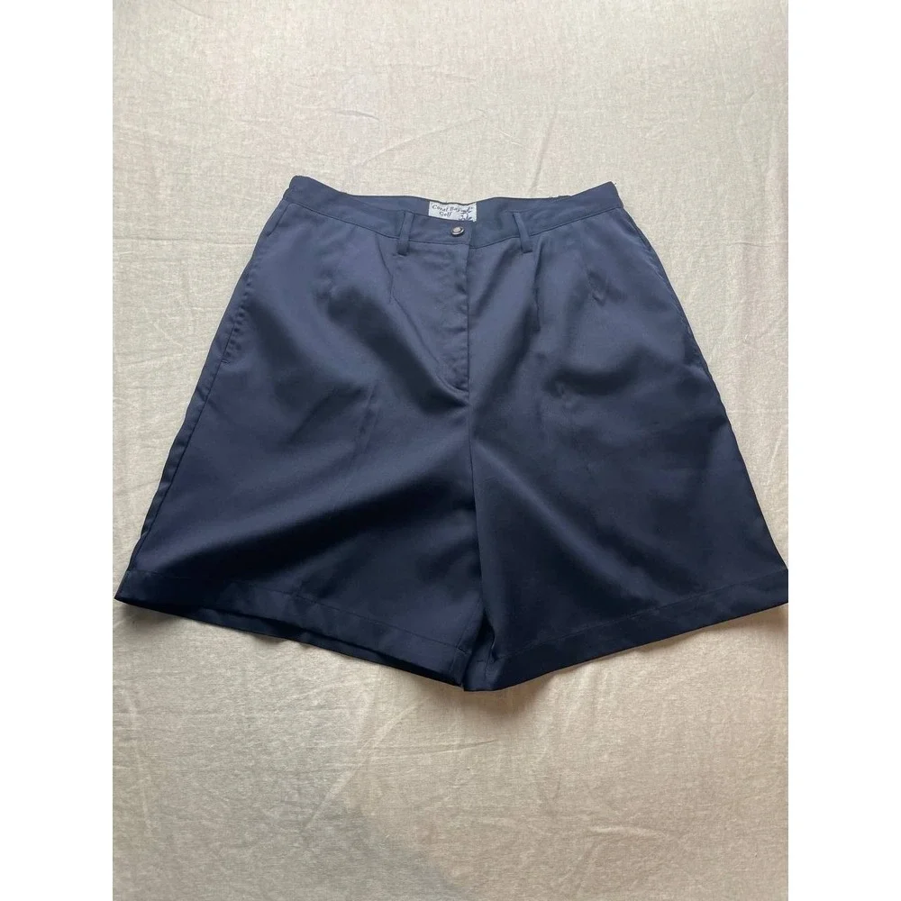 Vintage Coral Bay Golf Shorts Women 10 Navy‎ Blue Outdoor Pleated Athleisure